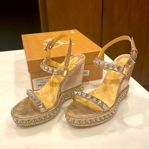 Louboutin silver wedges size 39